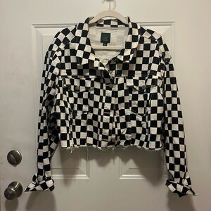 Chekered Denim Jacket